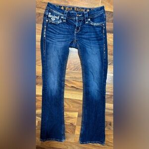 Rock Revival Betty Bootcut Flap Pocket Jeans Women’s Size 26 Bling Embroidery